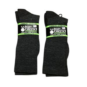 Merino Wool Blend Men’s Socks, 2 Packs, Black, Sizes 9-13, NWT